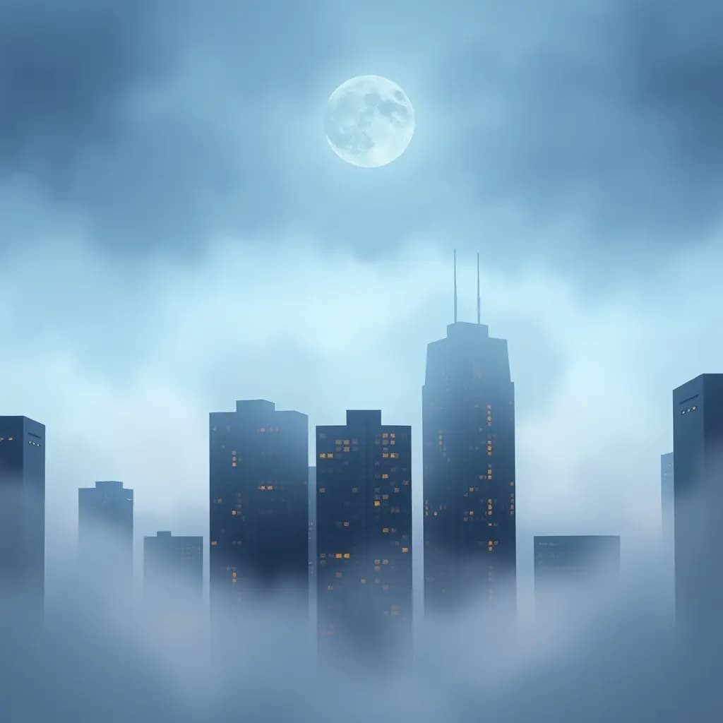 Dream illustration: Fog swallowing city blocks