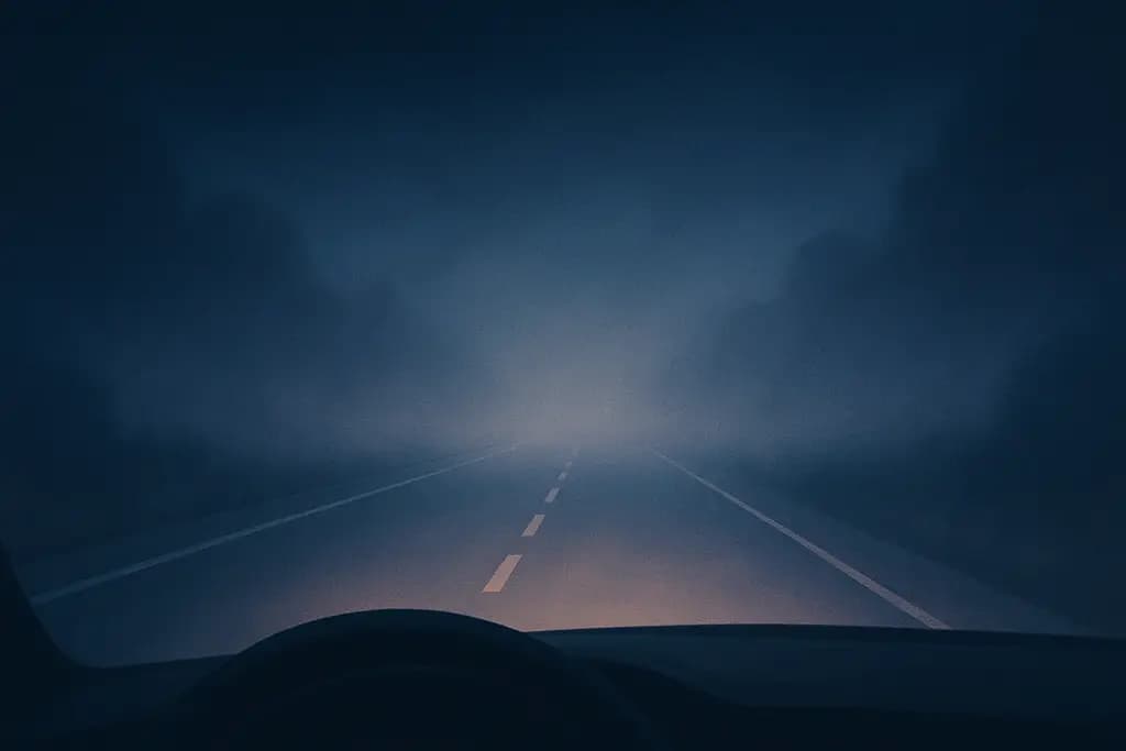 Dream illustration: Foggy Highway with No Visibility