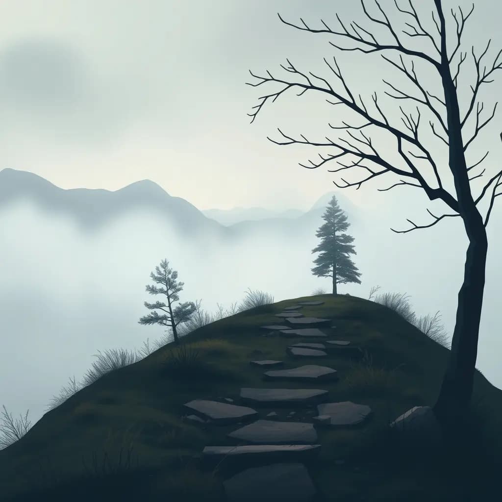 Dream illustration: Foggy mountain path