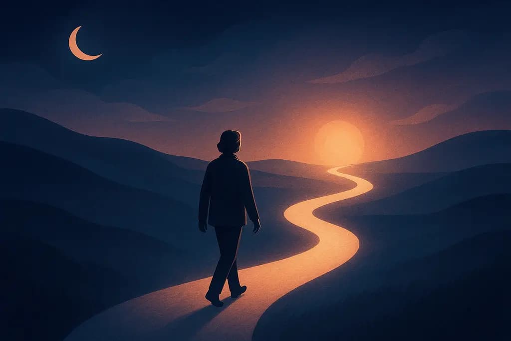 Dream illustration: Following a glowing path that vanishes