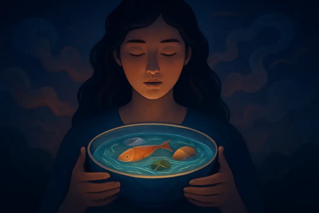Dream illustration: food that tastes like vivid memories in water