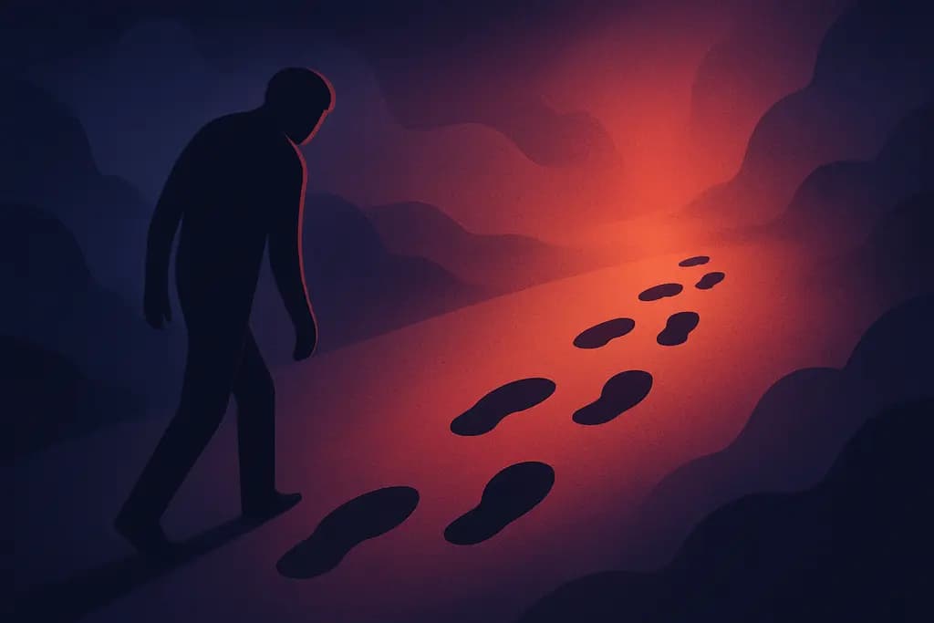 Dream illustration: footsteps with no one visible attacking me
