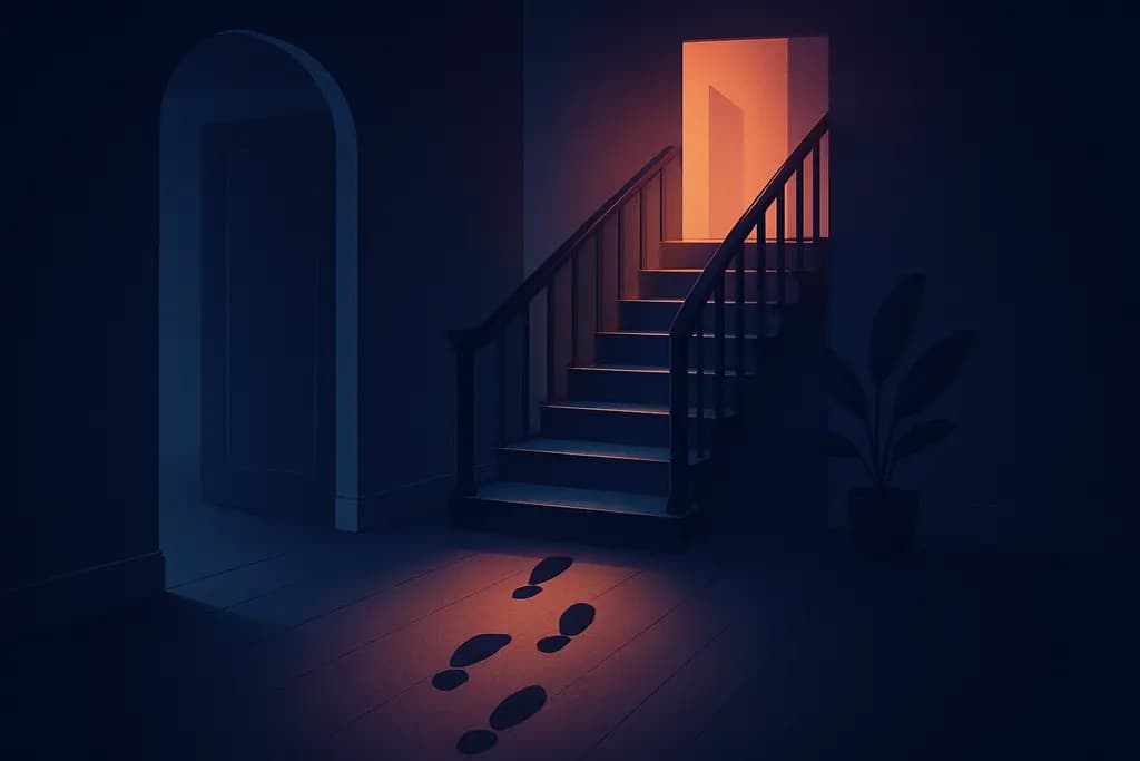 Dream illustration: footsteps with no one visible in my house