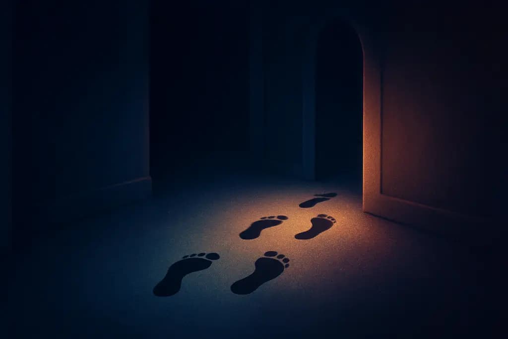 Dream illustration: Footsteps with no one visible