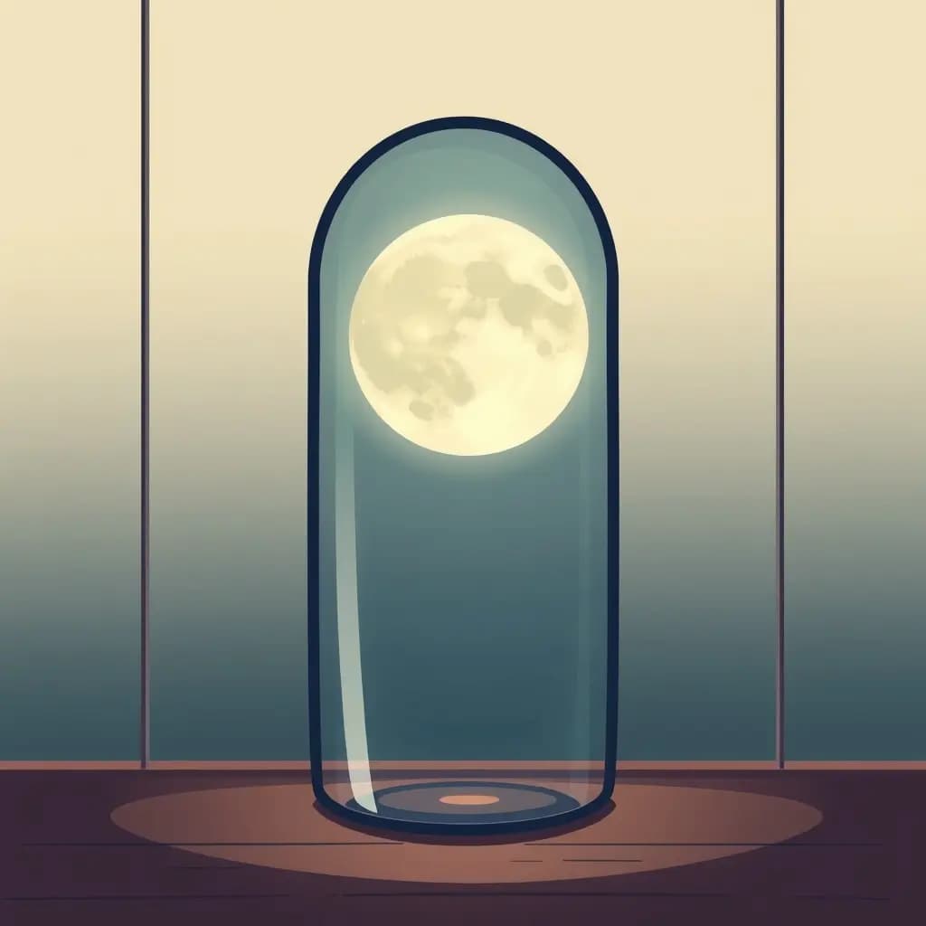 Dream illustration: Full moon behind glass