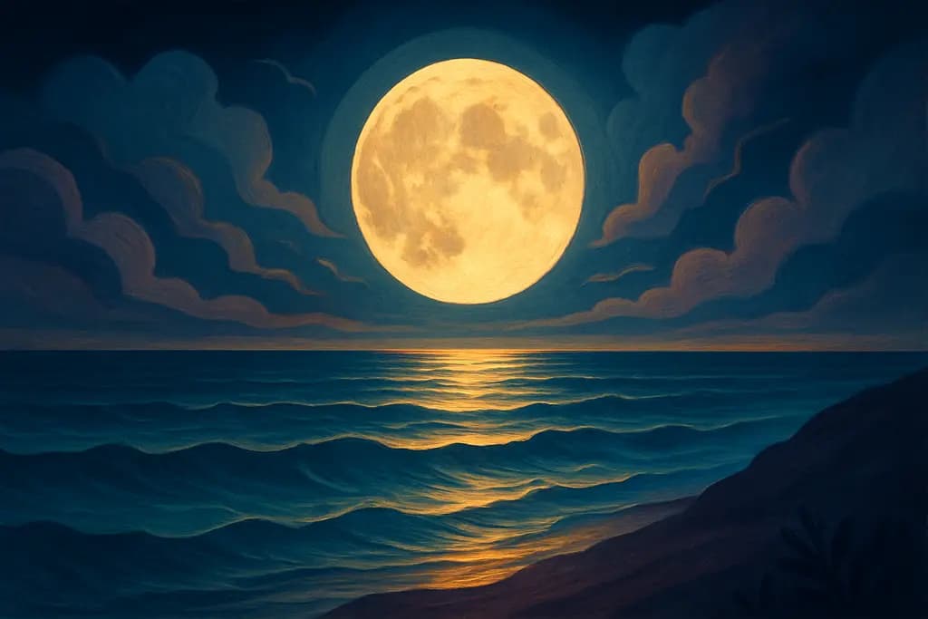 Dream illustration: Full Moon Over Ocean