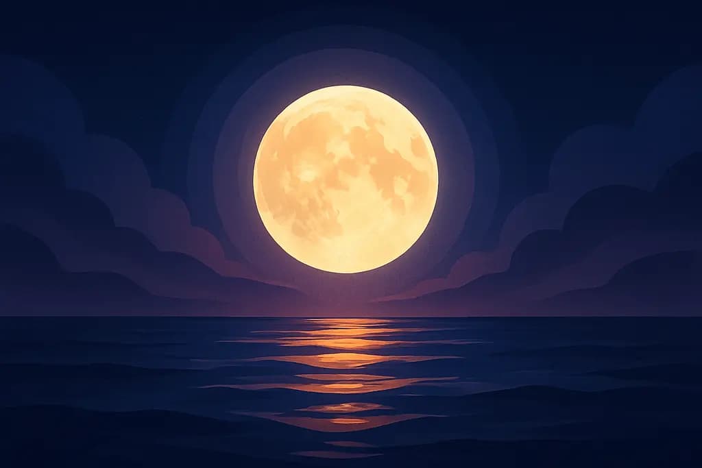 Dream illustration: Full moon over water