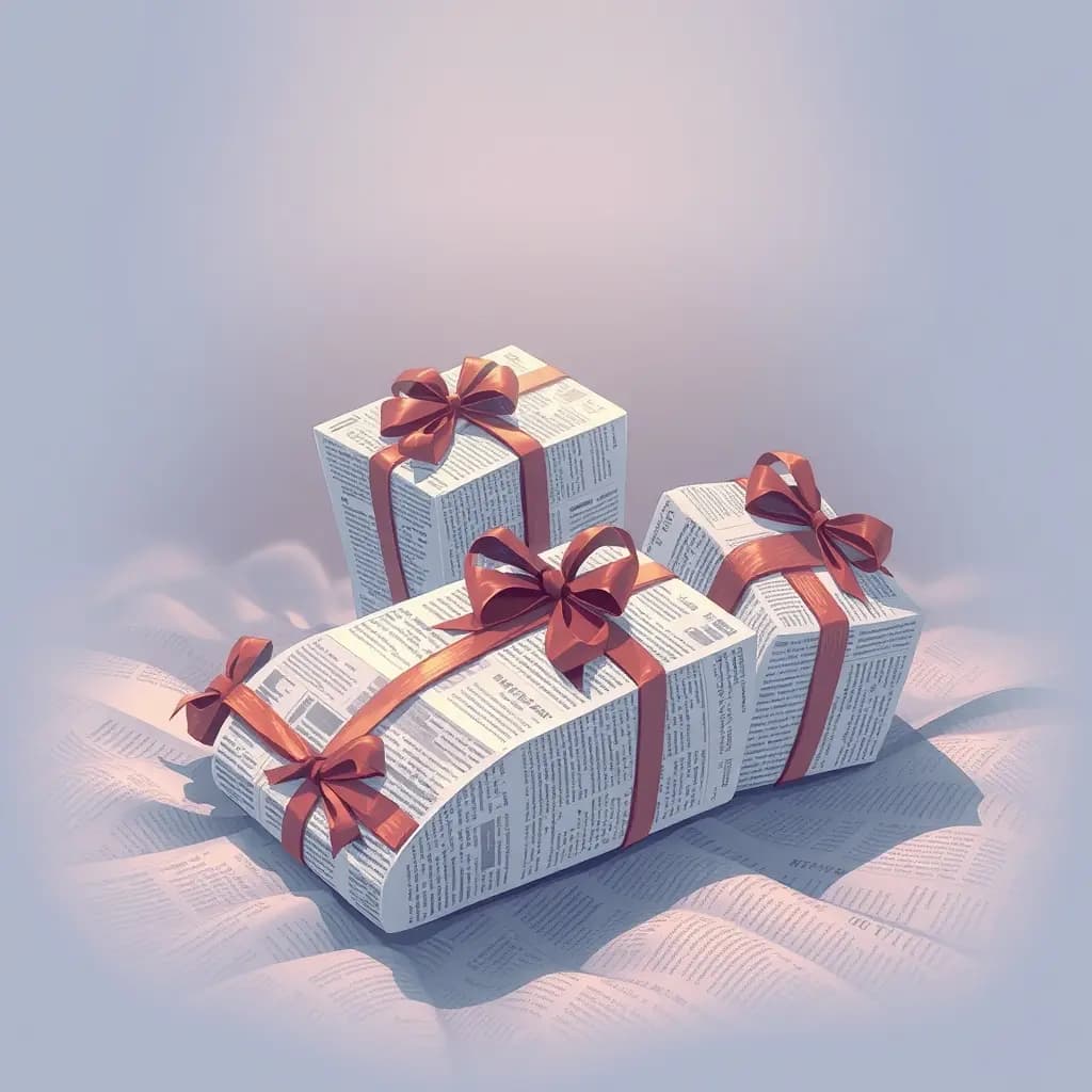 Dream illustration: Gifts all wrapped in newspaper