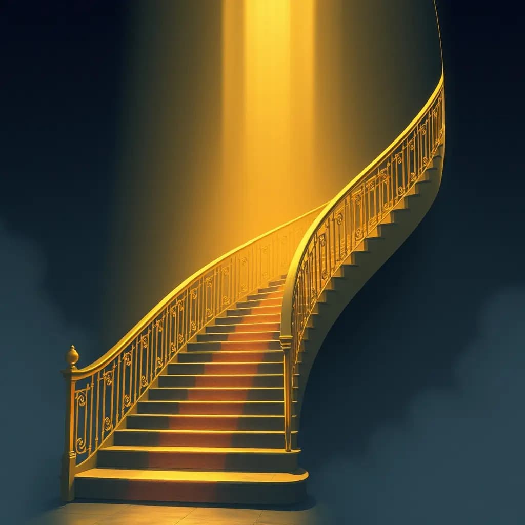 Dream illustration: Golden Staircase That Disappears