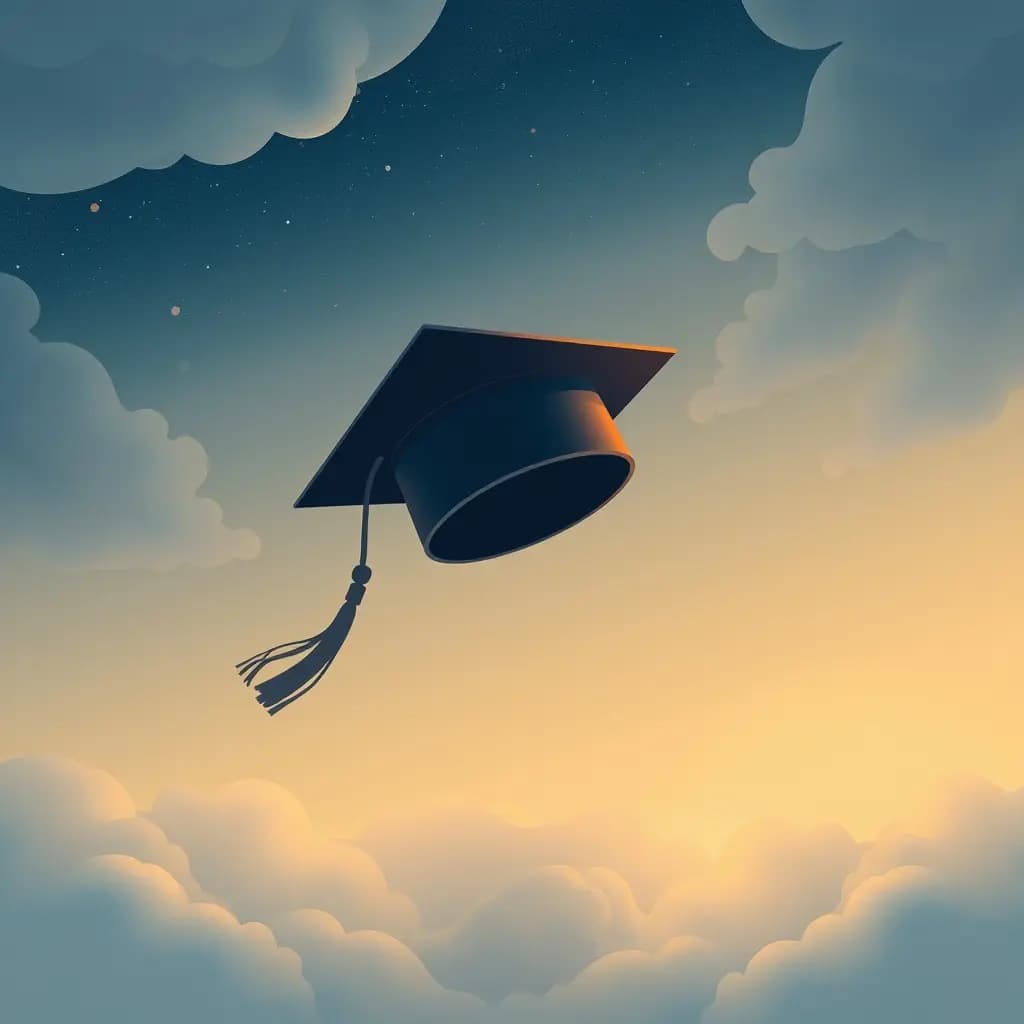 Dream illustration: Graduation cap floats away
