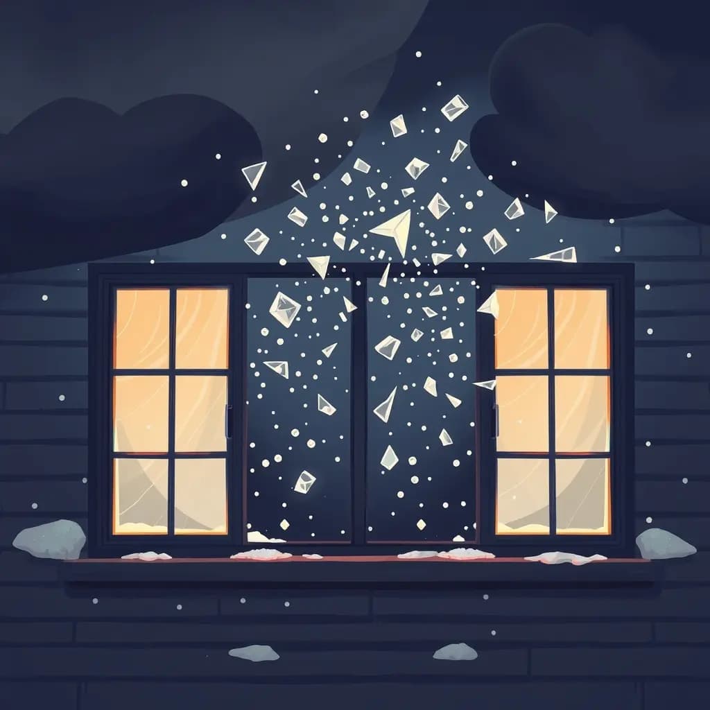 Dream illustration: Hail smashing windows