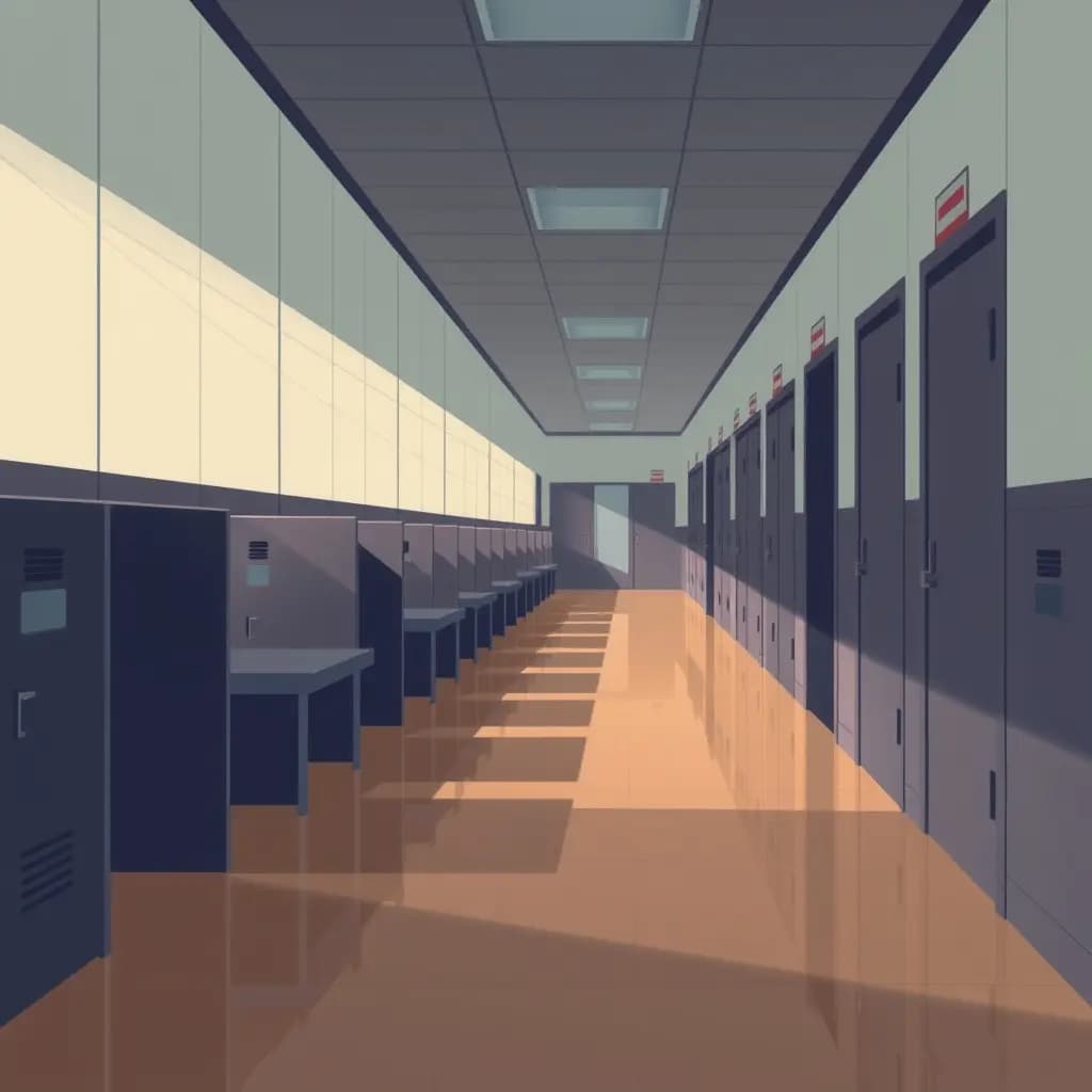 Dream illustration: Hallway of locked classrooms