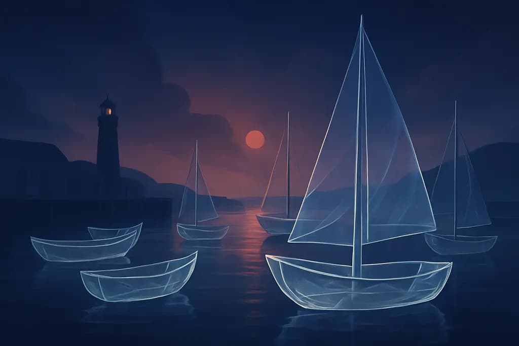 Dream illustration: Harbor with boats made of glass