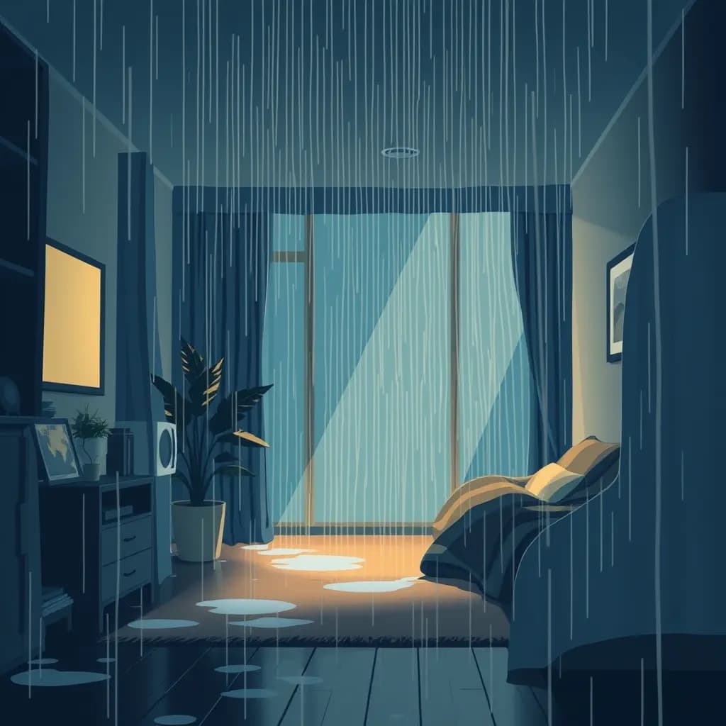Dream illustration: Heavy indoor rain or leak