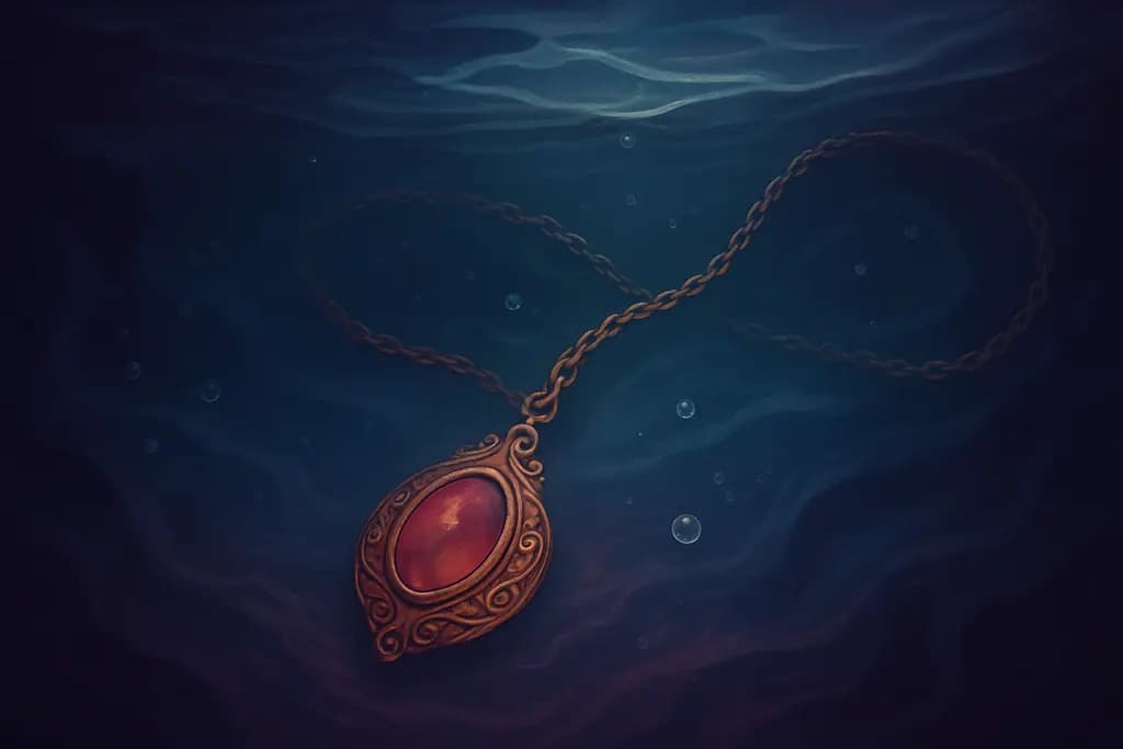 Dream illustration: heirloom necklace in water
