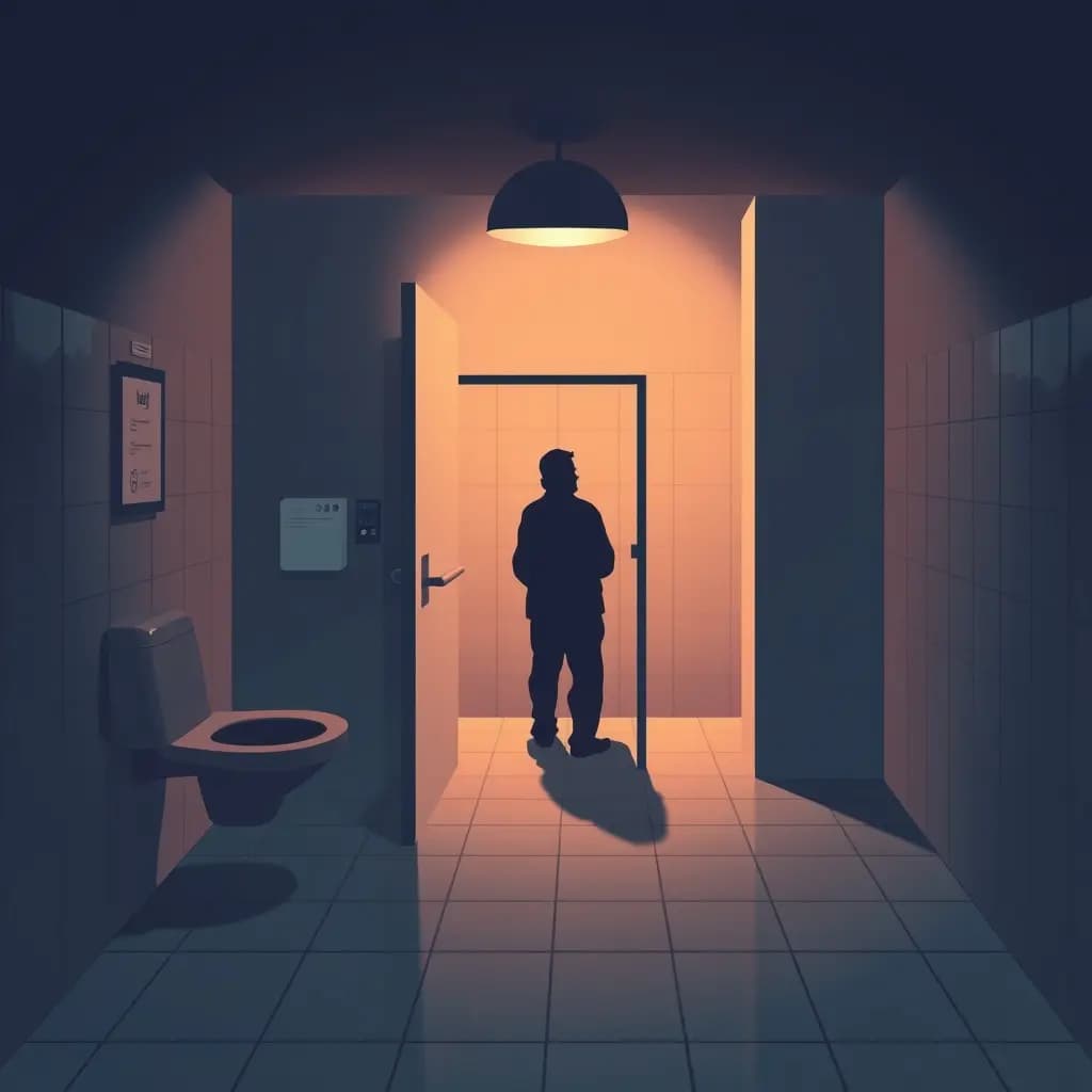 Dream illustration: Hiding in public restroom