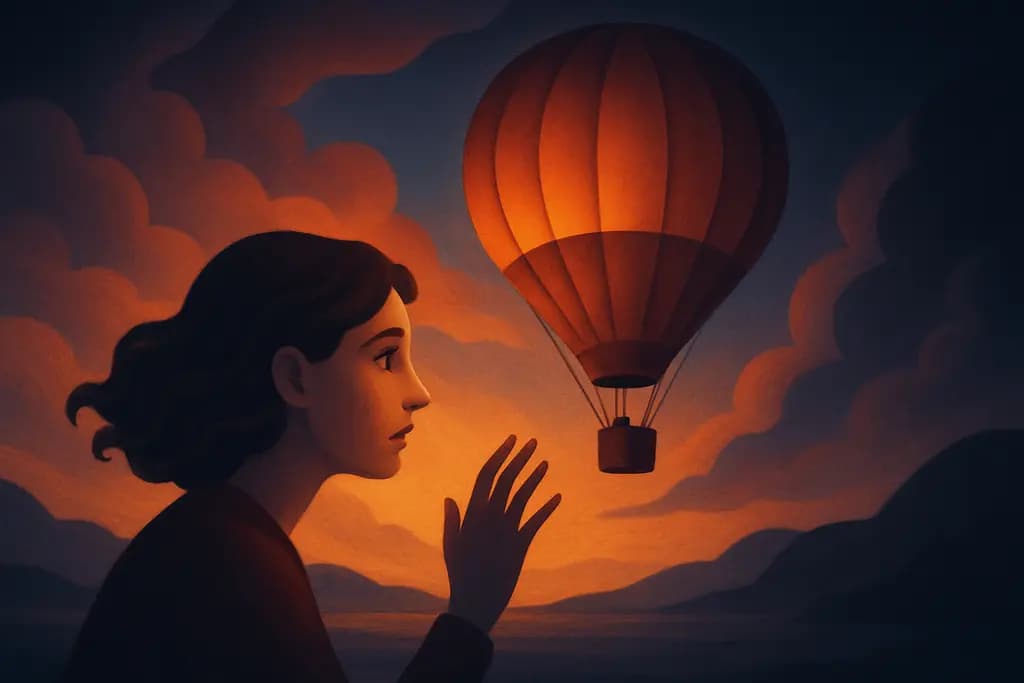 Dream illustration: hot air balloon ride chasing me