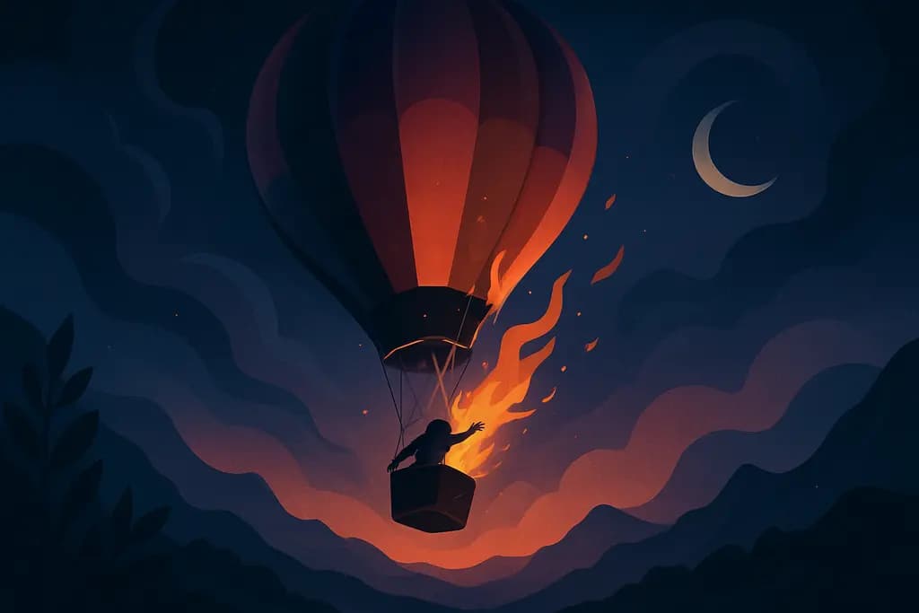 Dream illustration: hot air balloon ride crashing