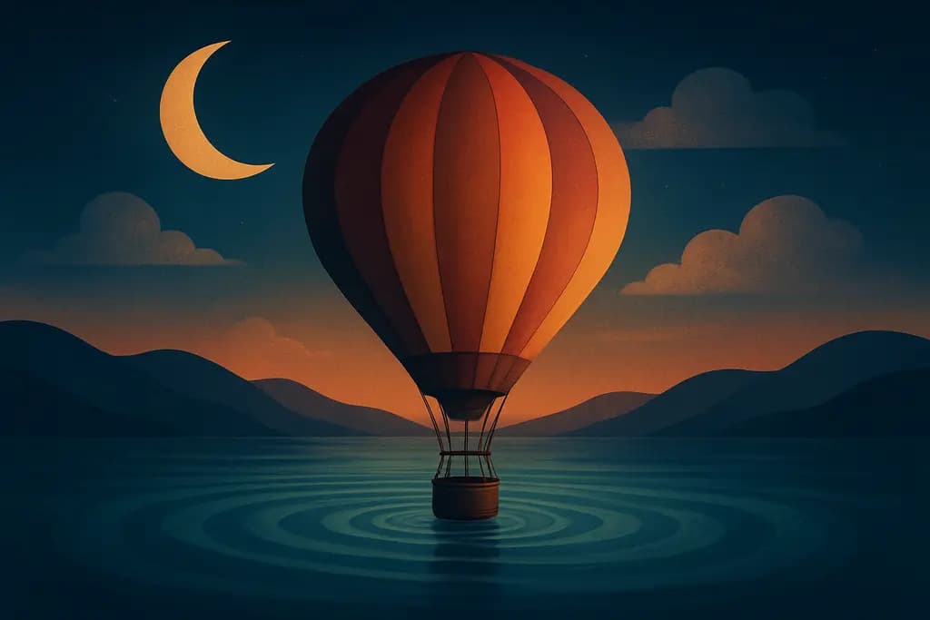 Dream illustration: hot air balloon ride in water dream meaning