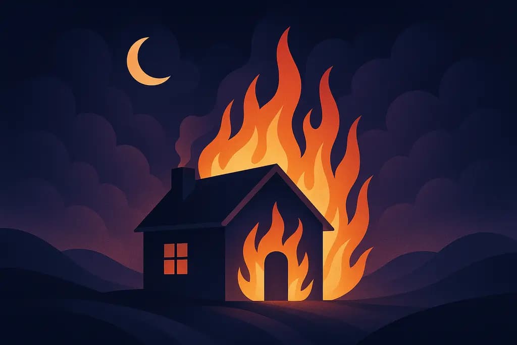 Dream illustration: House on fire dream