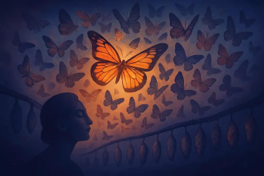 Dream illustration: hundreds of butterflies emerging from cocoons dream meaning