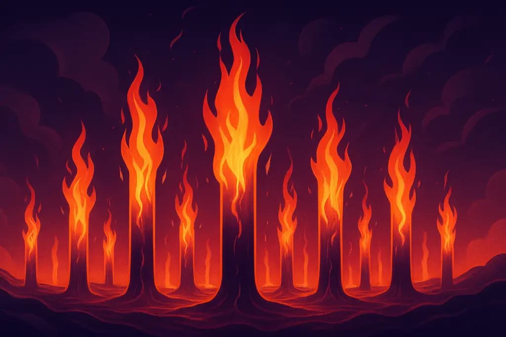 Dream illustration: hundreds of pillars of fire
