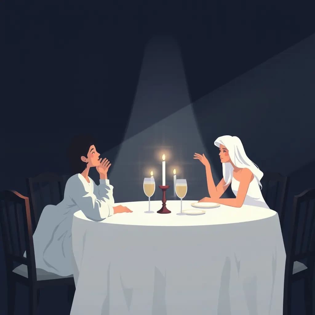 Dream illustration: Invisible guest at dinner