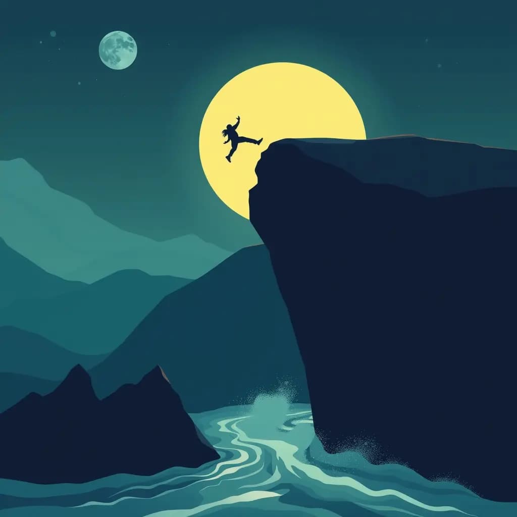 Dream illustration: Jumping off a cliff and landing safely