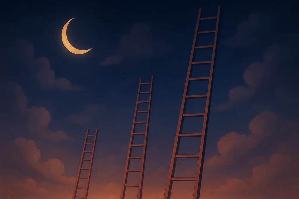 Dream illustration: Ladders leaning against the sky