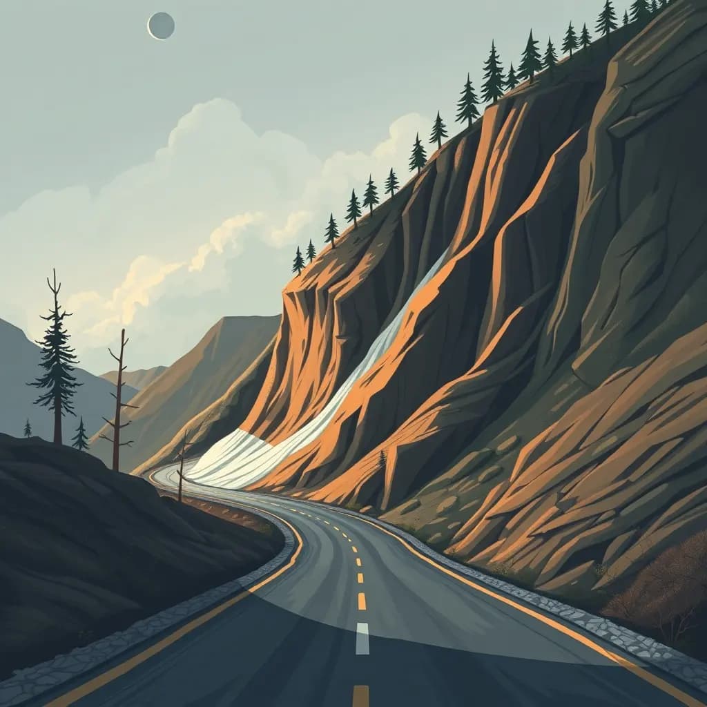 Dream illustration: Landslide blocks road