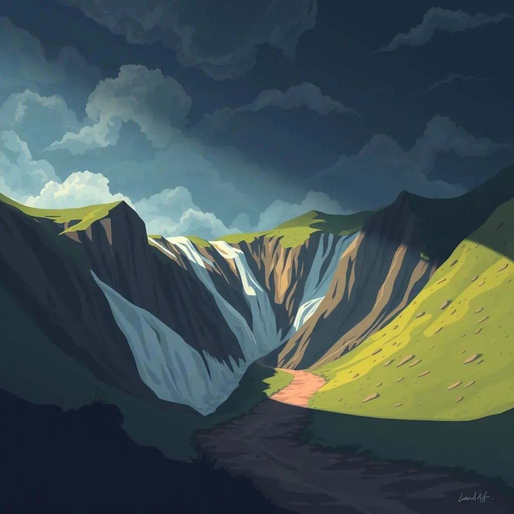 Dream illustration: Landslide Engulfing a Path