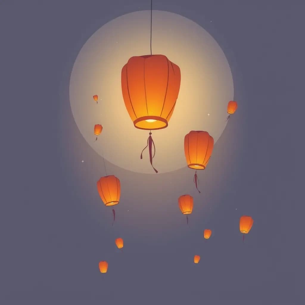 Dream illustration: Lanterns Floating Away