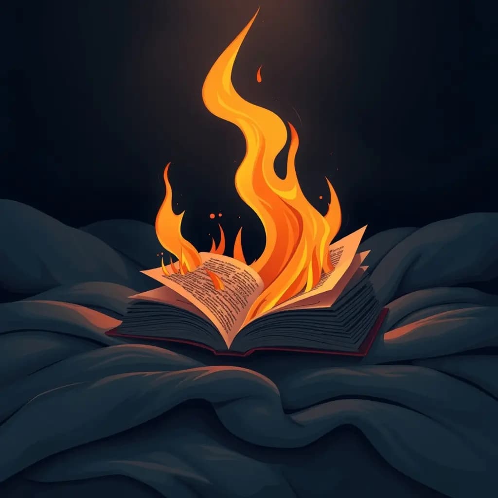 Dream illustration: Law book burns pages