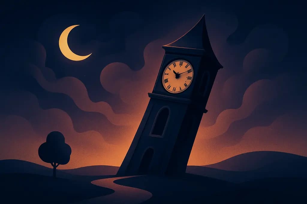 Dream illustration: leaning clock tower dream meaning
