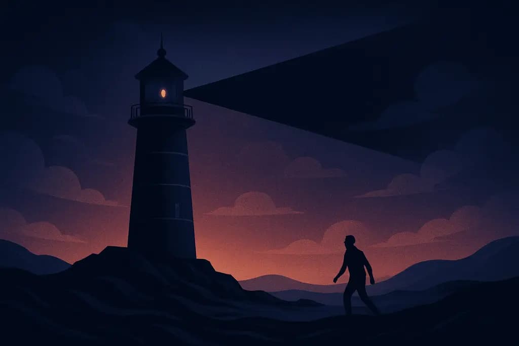 Dream illustration: lighthouse whose light goes out chasing me