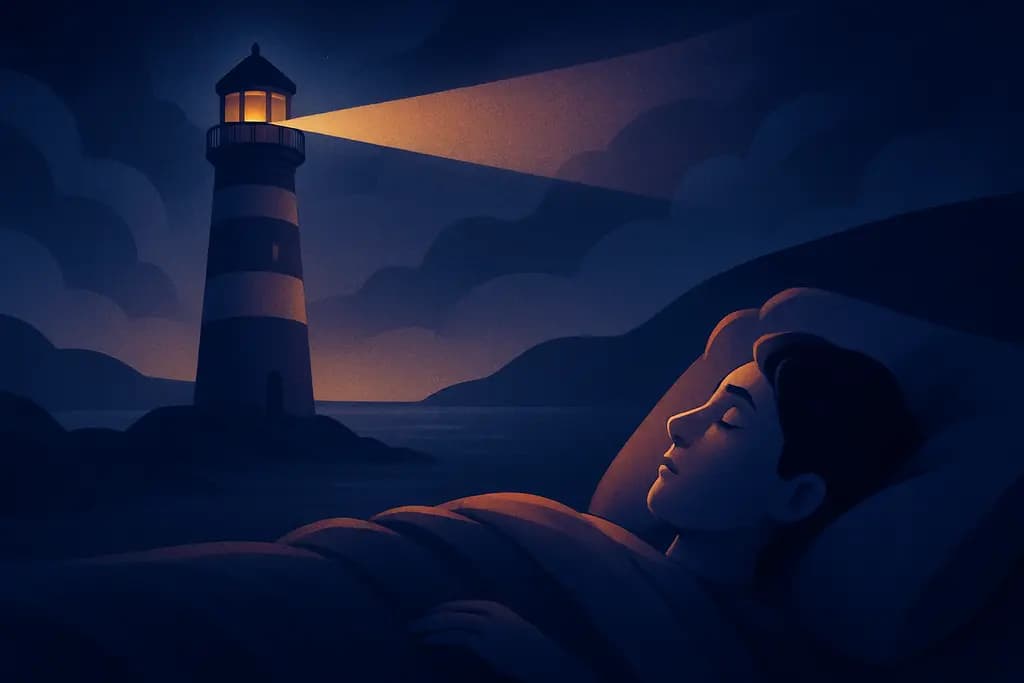 Dream illustration: lighthouse whose light goes out in bed