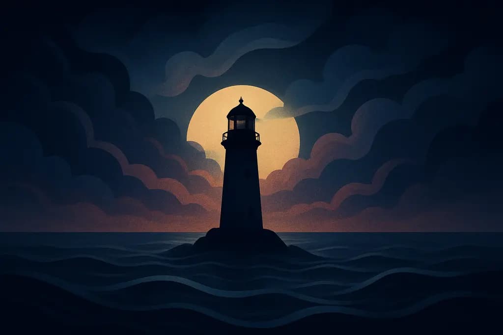 Dream illustration: lighthouse whose light goes out in water
