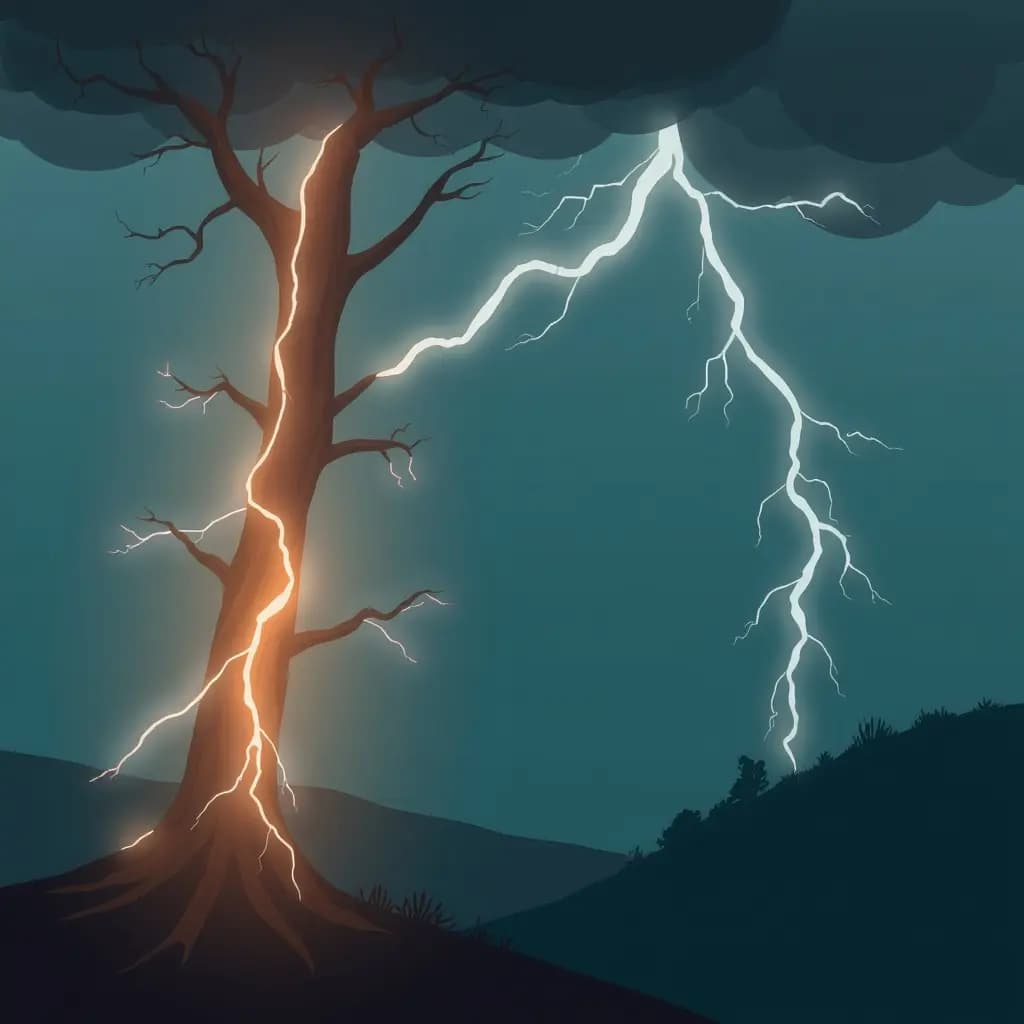 Dream illustration: Lightning hits nearest tree