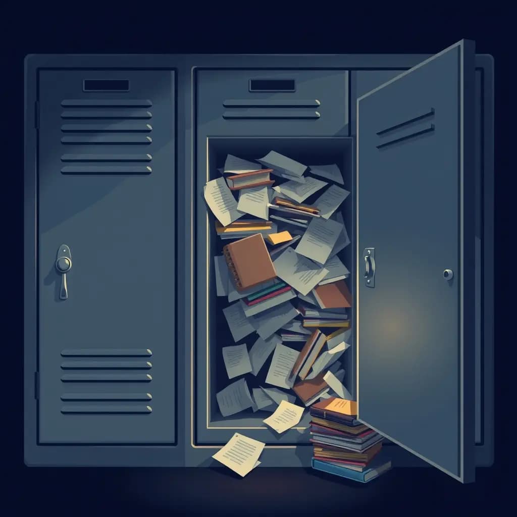 Dream illustration: Locker jammed with old notes