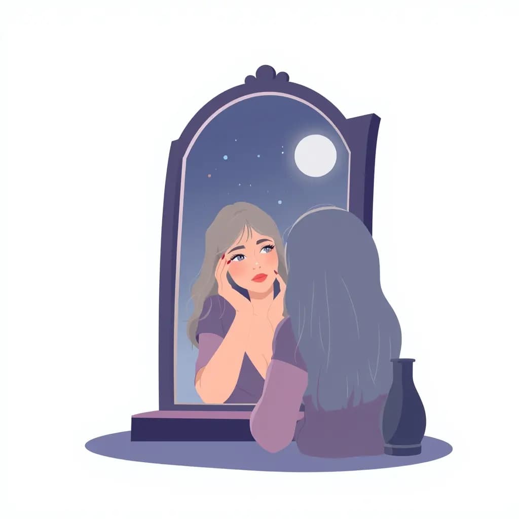 Dream illustration: Looking in a Mirror