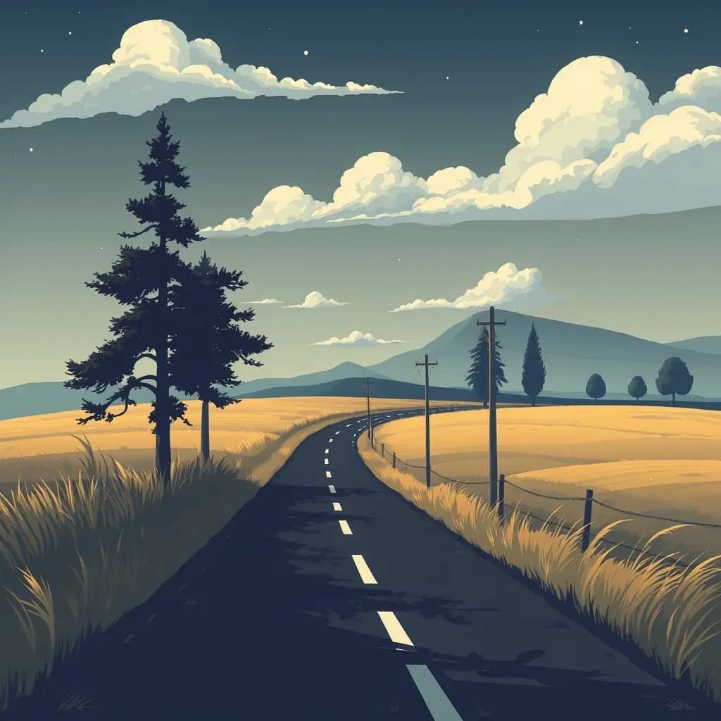 Dream illustration: Lost on country road
