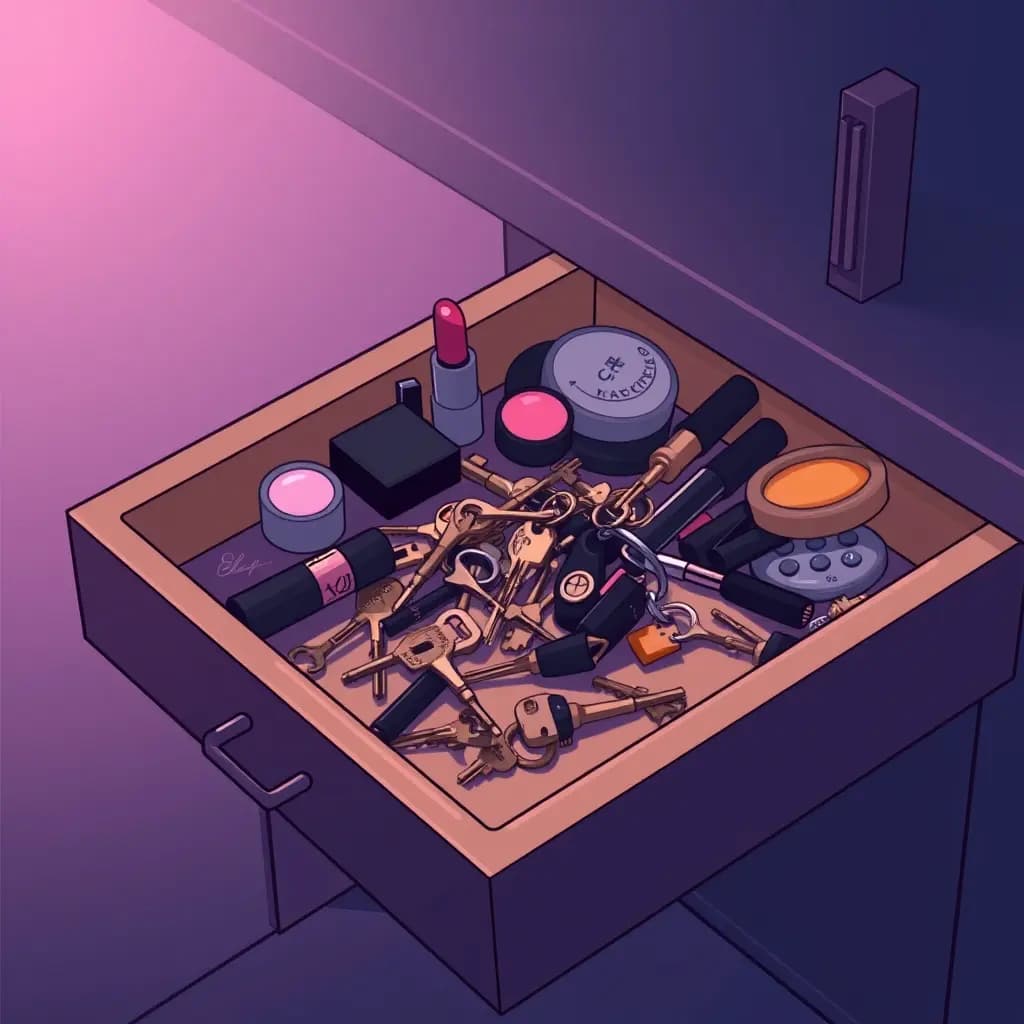 Dream illustration: Makeup drawer full of keys