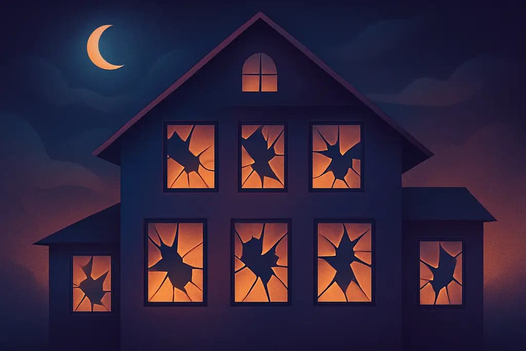 Dream illustration: many broken windows