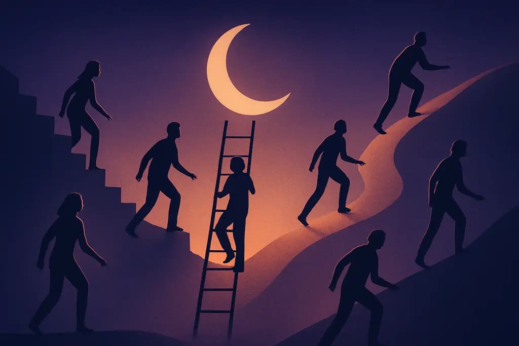 Dream illustration: many climbing