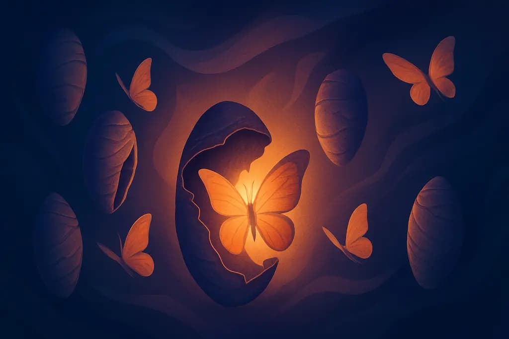Dream illustration: many cocoons opening dream about rebirth