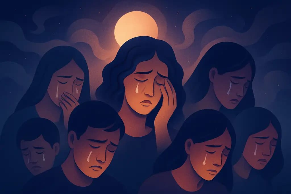 Dream illustration: many crying