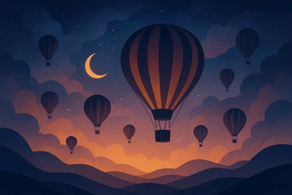 Dream illustration: many hot air balloon rides
