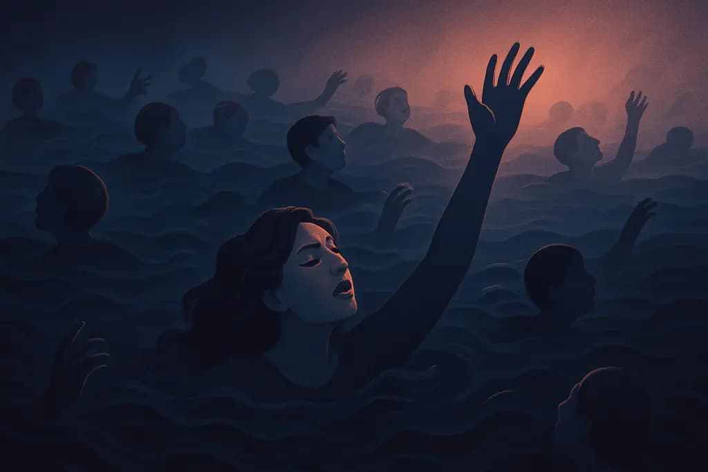 Dream illustration: many people drowning in my dream