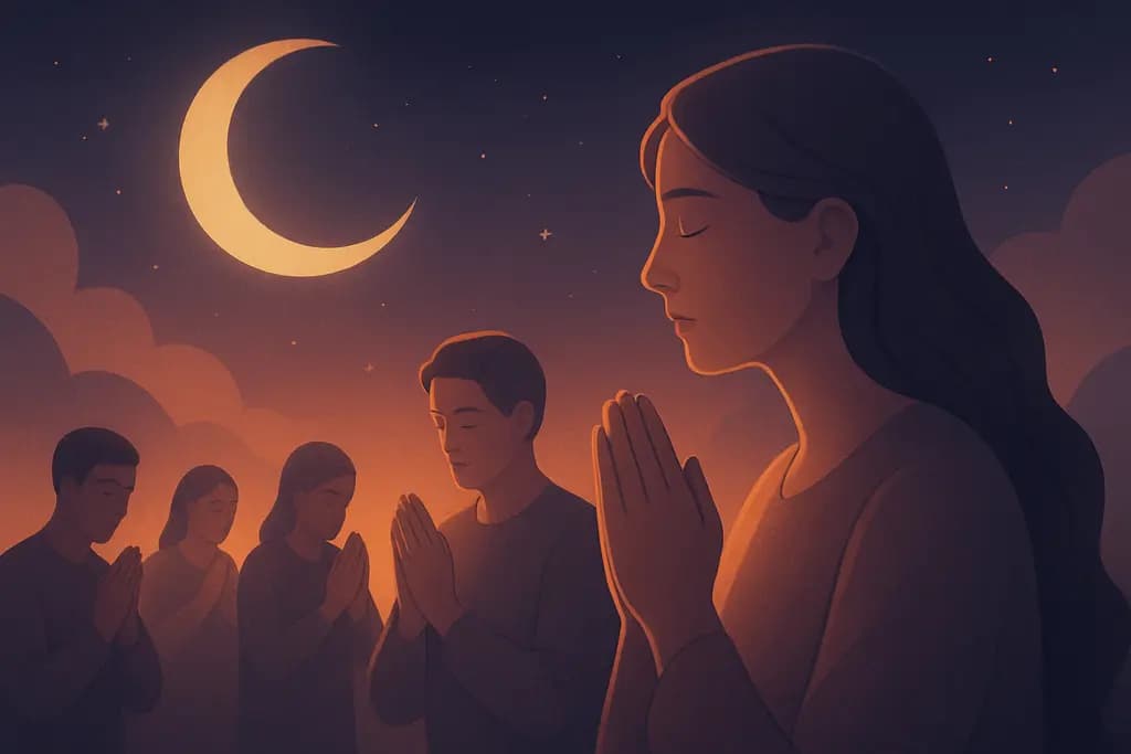 Dream illustration: many people praying in a dream