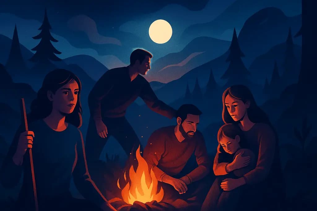 Dream illustration: many people surviving in the wilderness